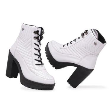 Imagem de Bota Coturno Feminino Cano Alto Leve Conforto Dia a Dia Solado Tratora