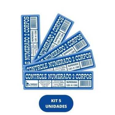 Imagem de Bloco Comanda Ficha Numerado Controle 2 Corpos Talão Kit C/5 - Tamoio