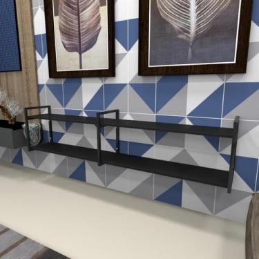 Imagem de Estante industrial aço cor preto 180x30x40cm (C)x(L)x(A) cor mdf preto