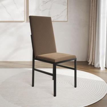 Imagem de Cadeira de Jantar Estofada Mônaco Premium Marrom - NEW GREEN, PRETO