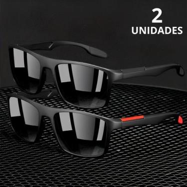 Imagem de Kit 2 Óculos De Sol MASCULINO Preto + Vermelho POLARIZADO Espelhado Co
