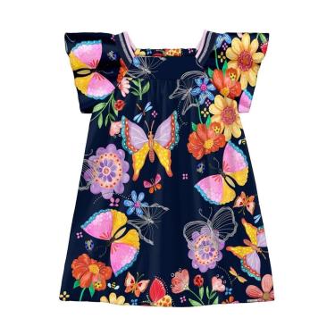 Imagem de Vestido em Tecido Rayon Carmel Infantil Menina Marinho - Alakazoo-Feminino