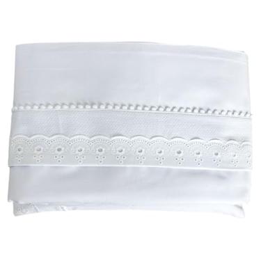 Imagem de Biramar Baby Jogo De Lençol Para Berço 3 Peças Bordado Inglês Blanche Matelassado Percal 180 Fios Branco
