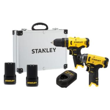 Imagem de Stanley Kit de Ferramentas Parafusadeira e Furadeira de Impacto 10mm, Parafusadeira de Impacto 6,35mm, com Maleta de Ferramentas, Carregador Bivolt, 2 Baterias 2Ah Íon Lítio 12V MAX, Modelo SCHI10D2FK