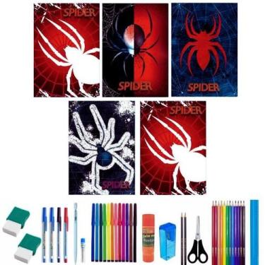 Imagem de Kit 10 Caderno Spider Brochurão Capa Dura 96 Folhas 36 Itens - Maxima 