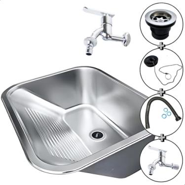 Imagem de SOFTINOX Kit Tanque Inox Lavanderia Monobloco 30L com Torneira metal