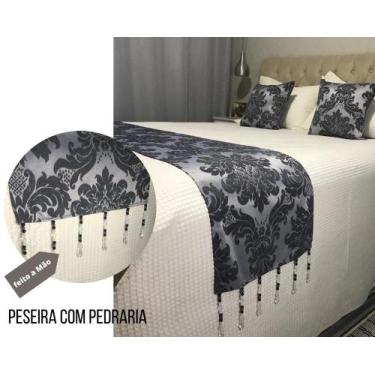 Imagem de Peseira de Pedraria C/ Capas de Almofadas Jacquard tamanho King Size -