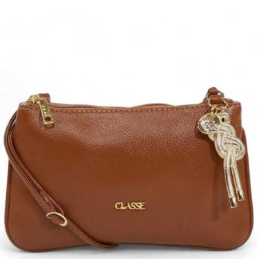 Imagem de Bolsa Feminina Tiracolo Pequena Classe Couro, Nocciola