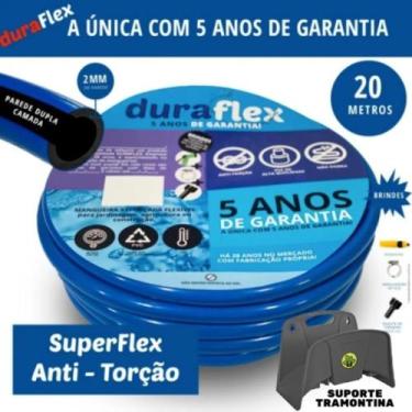 Imagem de Mangueira de Jardim Siliconada Azul 20 Metro + Suporte DuraFlex