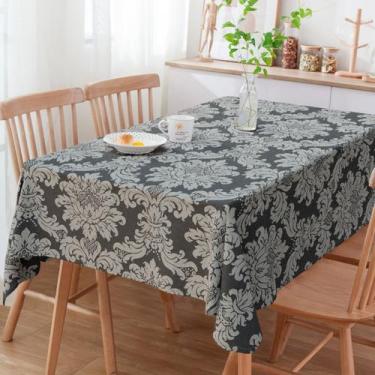 Imagem de Toalha de Mesa Quadrada Medalhão Preto e Crú 4 Lugares - Menedecor 