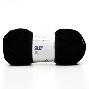 Imagem de Fio Silky Pingouin 100g - Acrílico e Lã Natural, 100 PRETO
