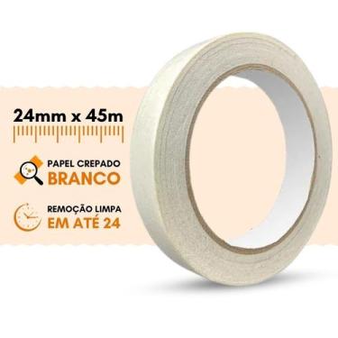 Imagem de Fita CREPE Branca de Uso Geral 24mm x 45m - Empacotamento Leve e Demar