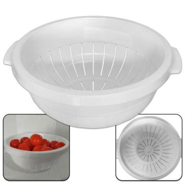 Imagem de Escorredor Multiuso de Plástico Sem Cabo Preto ou Branco para Macarrão