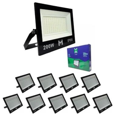 Imagem de Kit 10 Refletor Led 200w Holofote Prova D'água Frio - Frio (6500K) - M