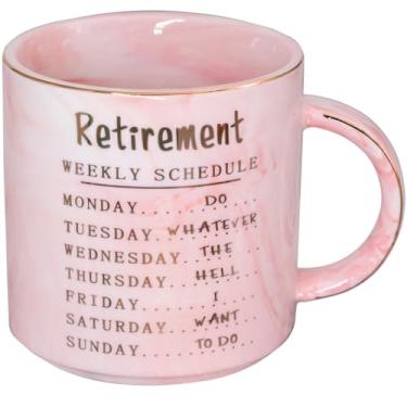 Imagem de Mugpie Presentes de aposentadoria para mulheres colegas de trabalho Boss Friends - Caneca fofa de agenda semanal de aposentadoria - Presentes engraçados de despedida de Natal - Copo de café de