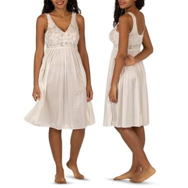 Imagem de Shadowline Vestido feminino valsa sem mangas com corpete de renda, Marfim, P