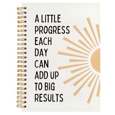 Imagem de BearCake Presentes de saúde mental, diário inspirador, um pequeno progresso a cada dia pode adicionar até grandes resultados, cadernos motivacionais, caderno Boho Sunshine, caderno espiral 14 x 20 cm