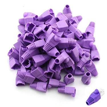 Imagem de 100 peças de conector de rede Ethernet RJ45, capa de plugue de plástico macio CAT6 CAT5 CAT5E CAT6a, Roxa