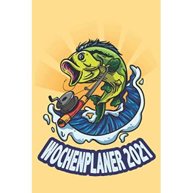 Imagem de Wochenplaner 2021: Wochenplaner zum notieren, organisieren und planen DIN A5. Kalender/Terminkalender/Monats- / Tagesübersicht/Kontakt- / Geburtstags listen/Fisch Angel Sonne