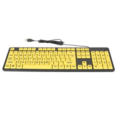 Imagem de Teclado de Letras Grandes, 104 Teclas Teclado Com Fio USB Teclado Keychron Teclados de Computador Com Letras Impressas Grandes para Estudantes Idosos Indivíduos Com Deficiência