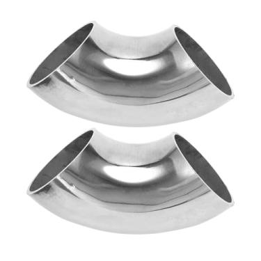 Imagem de Motoforti 2 peças 90 graus mandril curva cotovelo carro modificado tubo de escape tubulação 5.1 cm espessura OD 2mm/14GA 51x125x2mm 201 aço inoxidável 2 peças