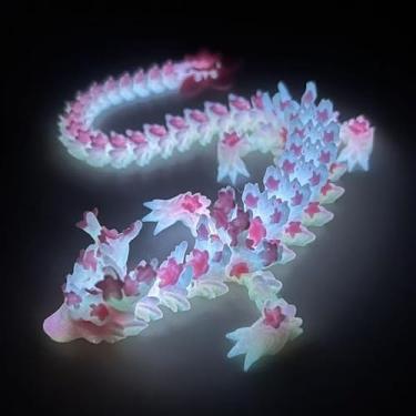Imagem de SGYYSG 3D Printed Cherry Blossom Crystal Dragon, 12 Inch Articulated & Magical Movable Dragon Model - Perfect for Display, Collection, and Unique Gift (Noctilucent Pink)