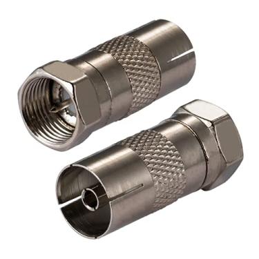 Imagem de POBADY TV Antena Cabo Coaxial Adaptador F Tipo Macho para TV Fêmea Adaptador DVB-T T2 Sintonizador de TV Adaptador de Antena HD TV para TV Ariel BK LED 4K 3D UHD TV (2 pcs)