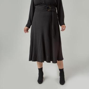 Imagem de Saia susie midi evasê crepe heavy flow feminino - Susie Modas, Preto, 