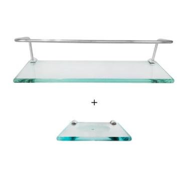 Imagem de 1 Porta Shampoo 10x50 + 1 Saboneteira reta - AJ, Incolor