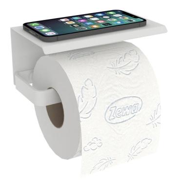 Imagem de Porta Papel Higiênico Inox De Parede Banheiro Branco Max