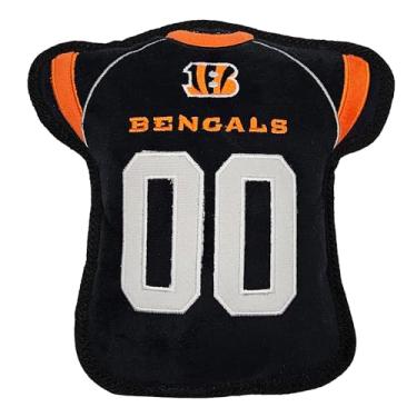 Imagem de O primeiro brinquedo de cachorro resistente mas suave NFL Cincinnati Bengals Football Jersey Tough Pet Toy. Um brinquedo de cachorro de qualidade premium com Squeaker embutido. Brinquedo de mastigar