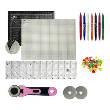 Imagem de Kit Base de Corte 60x45 Dupla Face Duas Cores Preta Cinza Cortador 45m