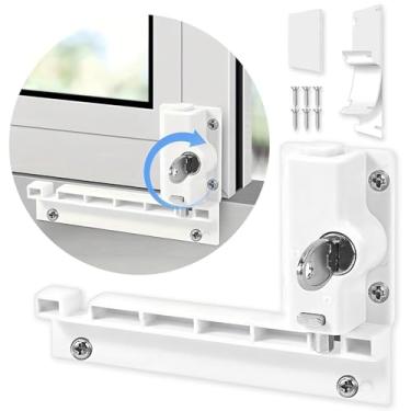 Imagem de PILISPARK Trava de segurança para porta deslizante de pátio com chave, ABS, cabe no trilho superior - Guardião de porta de pátio à prova de crianças - ou trilho inferior - operado por pé - Mantenha