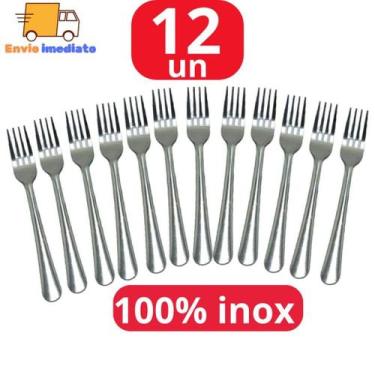 Imagem de KIT 12 Unidades Garfo de Mesa 100% Aço Inox Para Casa Restaurante Bar 
