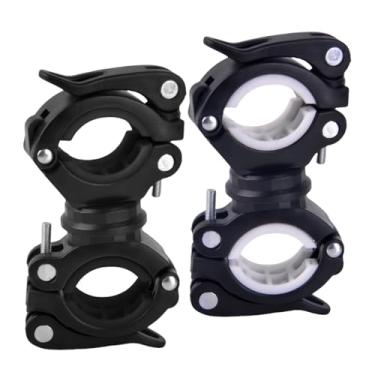 Imagem de Vonpri [Pacote com 2] Suporte de lanterna, suporte de montagem de bicicleta, suporte de lanterna, clipe de tocha, rotação de 360º (preto e branco)