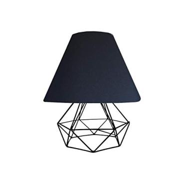 Imagem de Abajur Aramado Cúpula De Tecido Tamanho Pequeno - Ideal para Mesa De Canto, cabeceira de cama, sala (Preto - Preto)