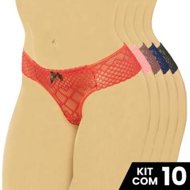 Imagem de Kit 10 calcinha de renda conforto 0031 - Surreal lingerie, Variadas, M