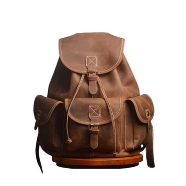Imagem de Mochila vintage para homens, bolsa de moda de couro genuíno, mochila para laptop de qualidade, bolsa de viagem para homens(Vintage Brown)