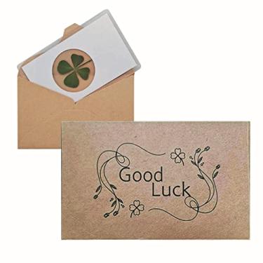 Imagem de Housewarming Genuine Four-Leaf Clover Bookmark Lamination Real Shamrock for St.Patrick's Day Various Event Anniversaries Party Gift Good Luck Symbol Card Phone Case Wallet Charm (White, Set of 1)