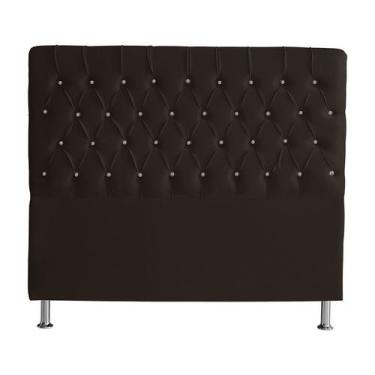 Imagem de Cabeceira De Cama Box Bella Casal 140 cm Suede Botão Cristal Marrom El