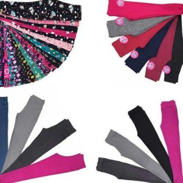 Imagem de 4 Calças Legging Menina Ribana Cotton Suplex Cores variadas - Paraíso 