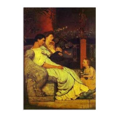 Imagem de MOBYAT Pôster Uma família romana por Lawrence Alma Tadema Impressões, reprodução de pintura a óleo, impressão giclée em tela, arte de parede pronta para pendurar para decoração de quarto de casa. 42 x