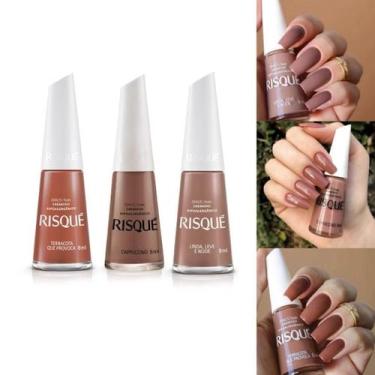 Imagem de Risque Levíssima  Esmaltes Tons Nudes Marrom Terracota Kit 4 cores Hip