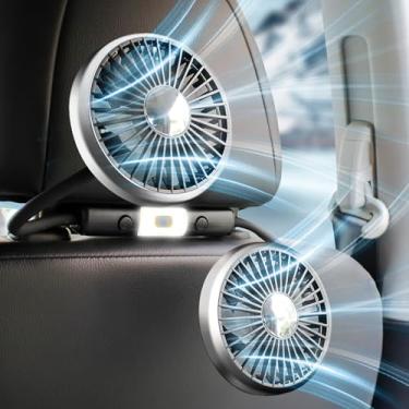 Imagem de xuenair Ventoinha de resfriamento de mangueira 360 para banco traseiro de carro infantil, ventilador de carro USB portátil para veículo SUV RV Pickup Truck Encosto de cabeça - Luz LED potente de 3