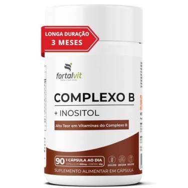 Imagem de Complexo B + Inositol, Longa Duração: 3 Meses de Uso, 90 cápsulas, Alta Concentração - Vitaminas B1, B2, B3, B5, B6, B7, B9, B12 e Inositol, Fortalvit