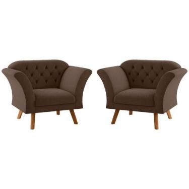 Imagem de Conjunto Poltrona Decorativa Roseira Inca Marrom - CasaH