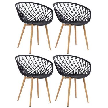 Imagem de Kit - 4 X Cadeiras Clarice Nest Com Apoio De Braços - Sidera - Preto