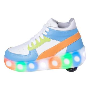 Imagem de Tênis de Rodinha e Led Beakid Infantil Menino, Azul, Branco, Laranja, 