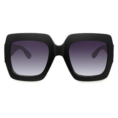 Imagem de STORYCOAST Óculos de sol quadrados grandes femininos retrô óculos de sol luxuosos grandes proteção UV400 S0178, (0178) preto, Oversize