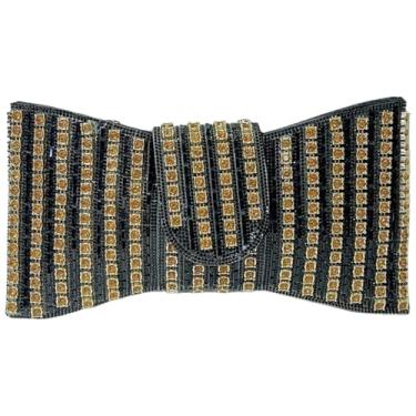 Imagem de Bolsa de mão feminina com laço de diamante brilhante, bolsa de ombro com glitter, para festa, formatura, coquetel, casamento, Preto